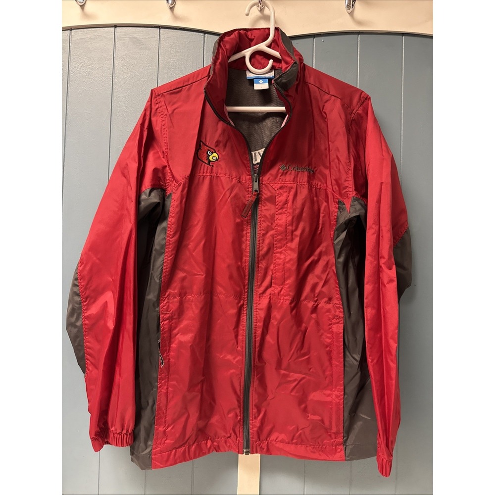 COLUMBIA Louisville Cardinals RED Gray JACKET WINDBREAKER MENS S